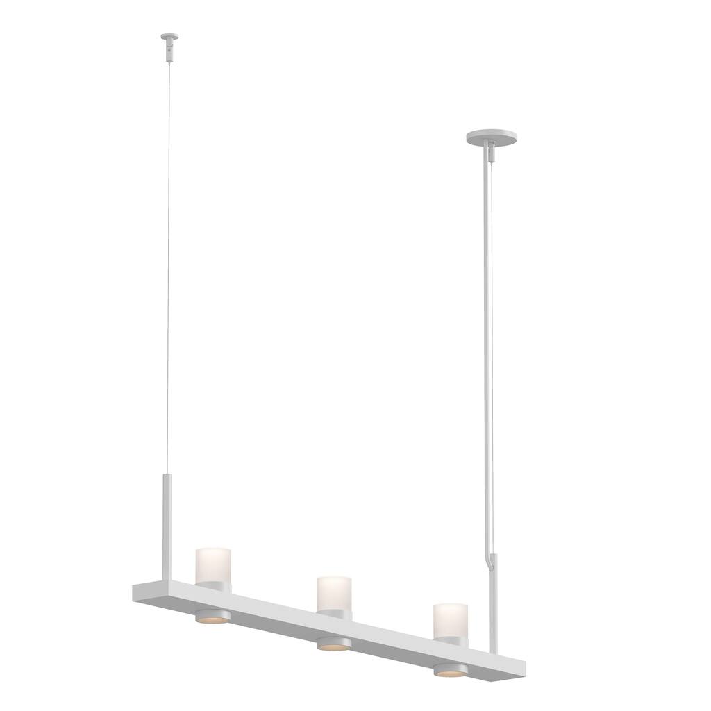 Sonneman Lighting Intervals Satin White 4-inch LED Linear Pendant, Clear Etched Cylinder Shade
