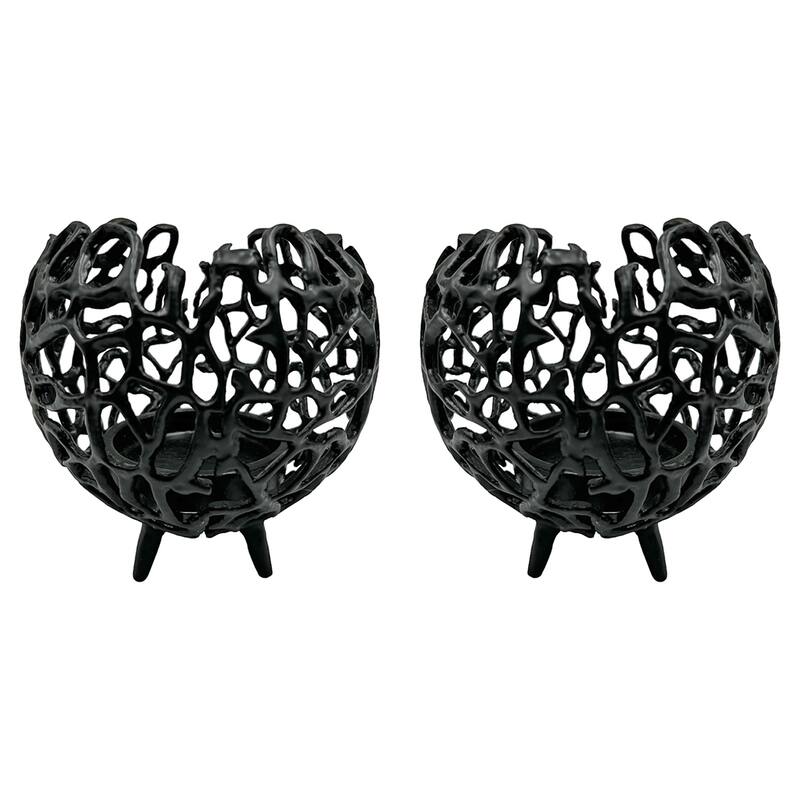 Decorative Handmade Aluminum Round Votive Candle holder Set of 2