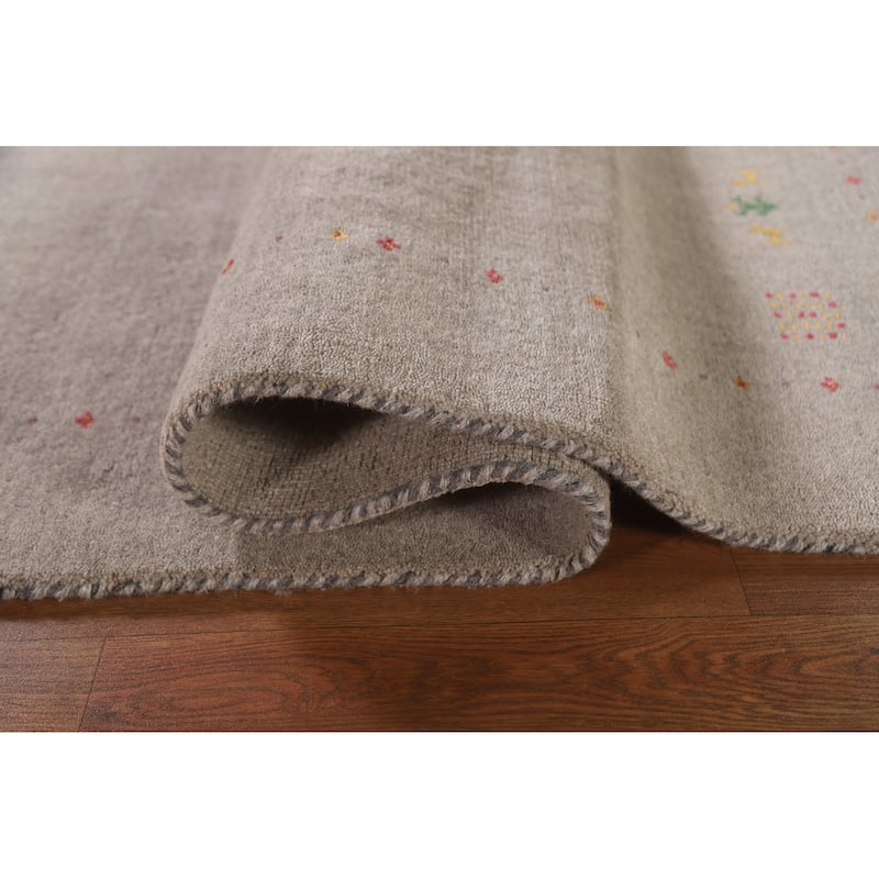 Tribal Gabbeh Beige Runner Rug Handmade Wool Carpet - 2'10"x 9'8"