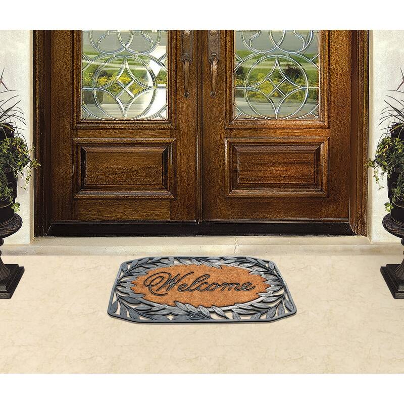 A1HC Rubber/ Coir Brush Welcome Doormat 23" X 38", Mesh Border
