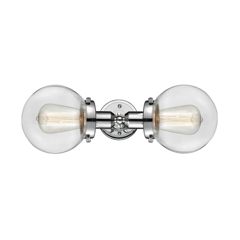 Innovations Lighting Globe 2 Light 14" Wide Bathroom Vanity Light - Polished Chrome / Clear