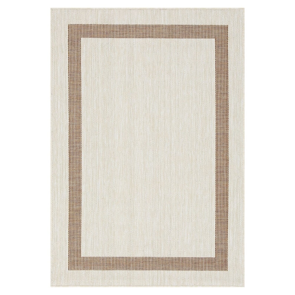 Indoor/Outdoor Area Rug/ Runner/ Doormat- Natural & Black & Red & Taupe Color -Machine Washable, Weather and UV Resistant-Azelia