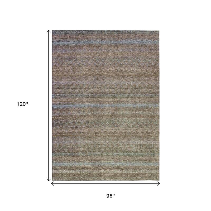 HomeRoots Striped Transitional Rectangle Outdoor Rug