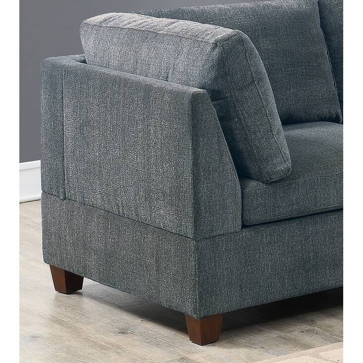 1pc Grey Chenille Modular Corner Wedge Sofa 37x37x35 inches