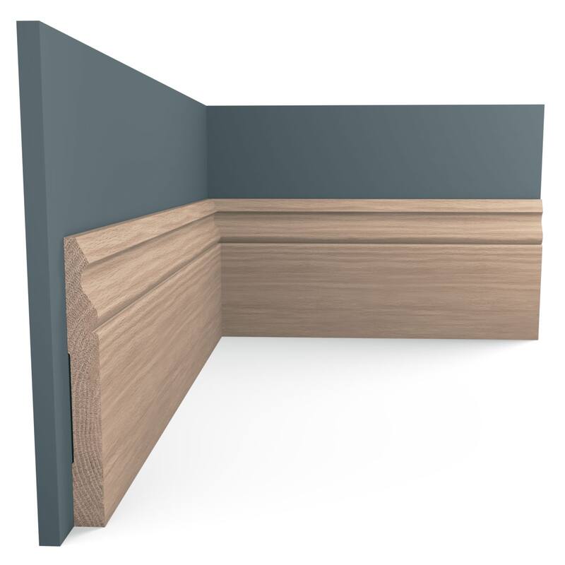 WM217: 9/16-in D x 5-1/4-in W x 96-in L Americraft Solid Hardwood Stain Grade Base Moulding