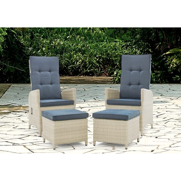 Lamitan Outdoor Wicker Recliners with Ottomans (Set of 2) by Havenside