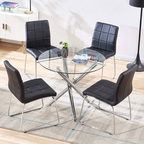 Modern Dining Chairs Dining Room Chairs with Faux Leather Padded Seat (Set of 2)