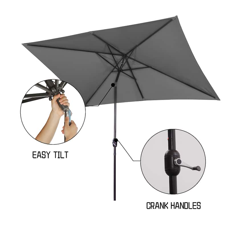 10 ft. Aluminum Rectanglar Market Patio Umbrella without Base