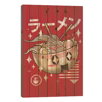 Kawaii Ramen Print On Wood by Vincent Trinidad - Multi-Color