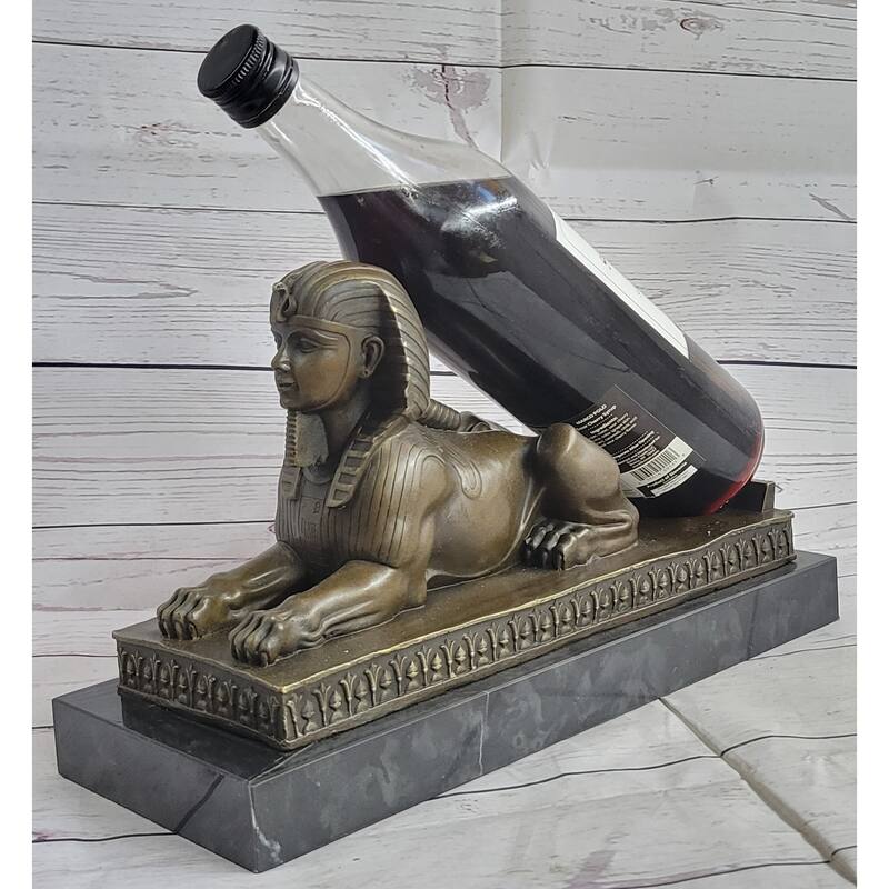 Egyptian Sphinx Bronze Sculpture Statue Miniature Replica Handmade Signed Milo 8 Inches X 13 Inches