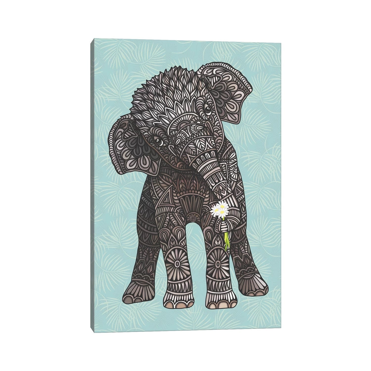iCanvas "Baby Elephant - Teal" by Angelika Parker Canvas Print
