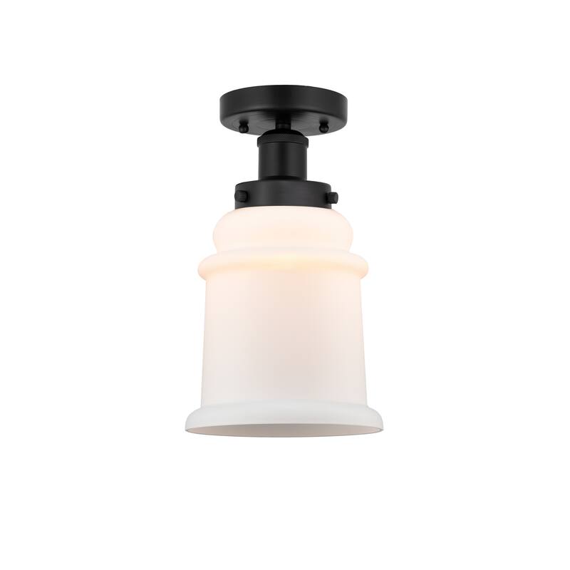 Innovations Lighting Edison Canton - 1 Light 6" Semi-Flush Mount - Matte White/Matte Black