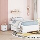 preview thumbnail 1 of 6, White Full Size Platform Bed with Trundle, Storage Box, and Nightstand White