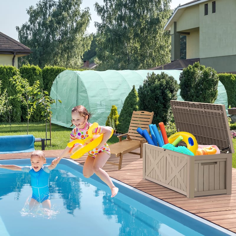 120 Gallons Water Resistant Resin Lockable Deck Box