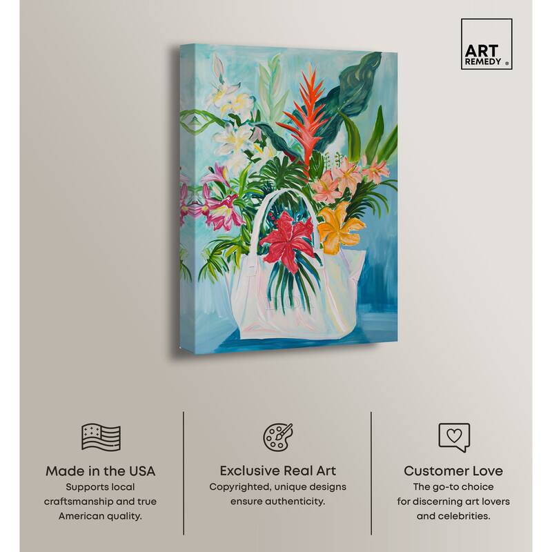 Art Remedy Tropical Flower Bag Gallery Wrapped Flowers In Vase Paintings