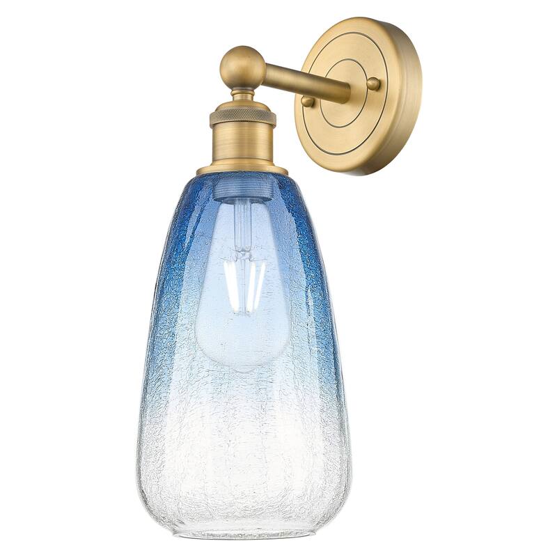 Innovations Lighting 616-1W-16-6 Brookhaven Almond Sconce Brookhaven - Brushed Brass / Sapphire Blue