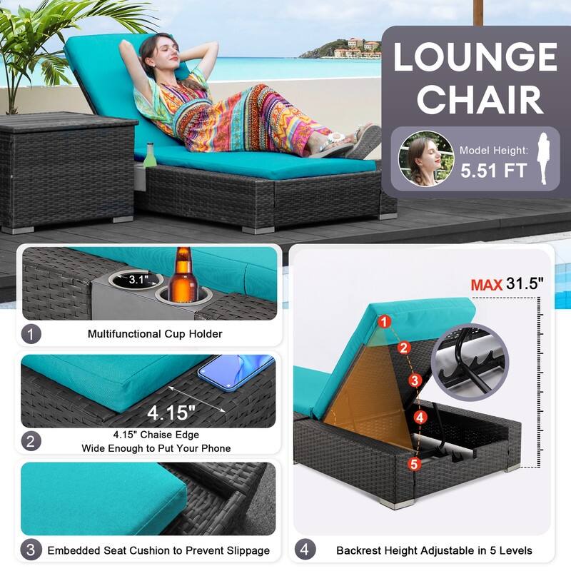 FINCATI 13-Piece Wicker Sectional Patio Conversation Set with 43" CSA Fire Pit, High-Back Deep Seating, Lounge Chaise, Dual Fuel