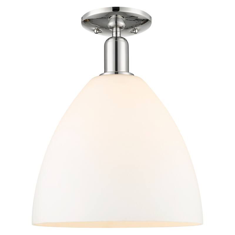 Innovations Lighting 716-1C-15-12 Bristol Semi-Flush Bristol 12" Wide - Polished Nickel / Matte White