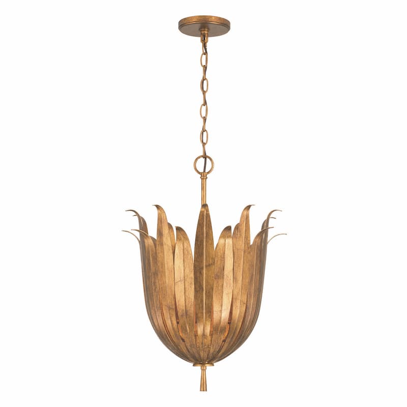 Eden 4-light Hanging Pendant - 22"H x 16"W - Antique Gold