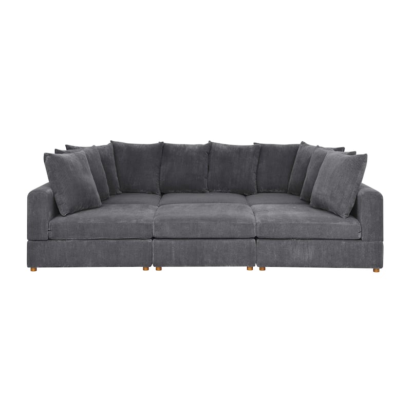 Haven 6 Piece Modular Corduroy Sectional Sofa Fabric Upholstery