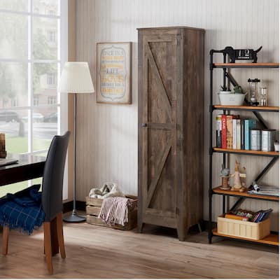 Bres Farmhouse Oak 4-Shelf Bookcase Cabinet by Furniture of America