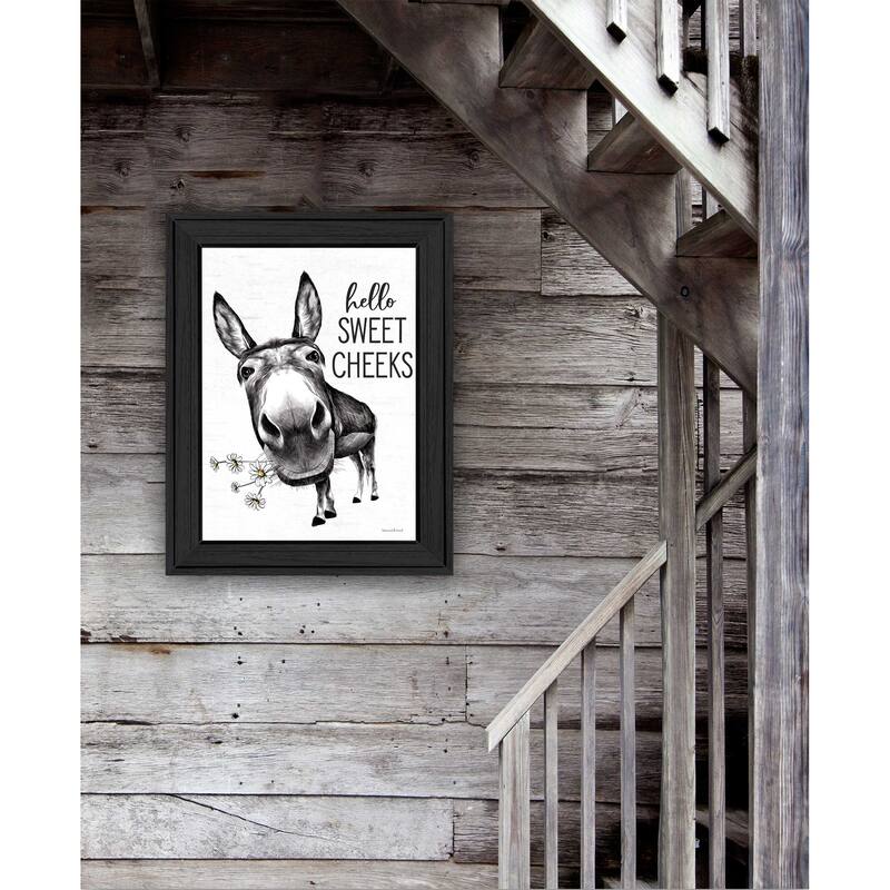 TrendyDecor4U Contemporary "Hello Sweet Cheeks Donkey" Framed Print Wall Art