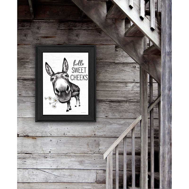 TrendyDecor4U Contemporary "Hello Sweet Cheeks Donkey" Framed Print Wall Art