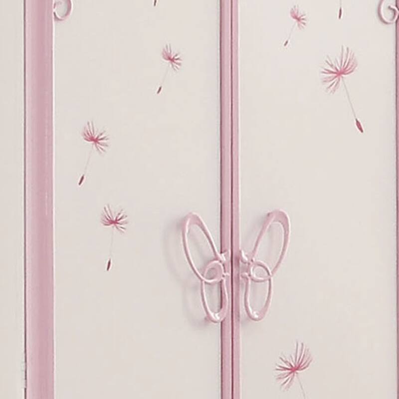 Metal Armoire with Butterfly Handle and Dandelions, White and Purple