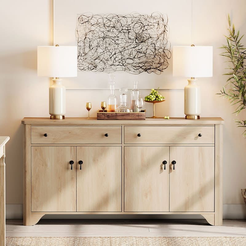 WAMPAT Large Sideboard Buffet Cabinet with Storage, 59" - Oak