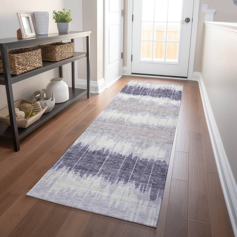 Premium Washable Super Soft Modern Stripe Mayfield Rug - Lavender - 2' 3" x 7' 6" - Runner