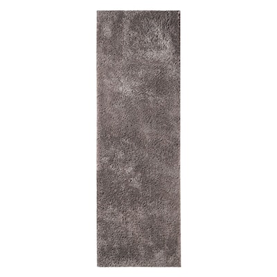 8' Taupe Tufted Handmade Stain Resistant Runner Rug - 3'6"