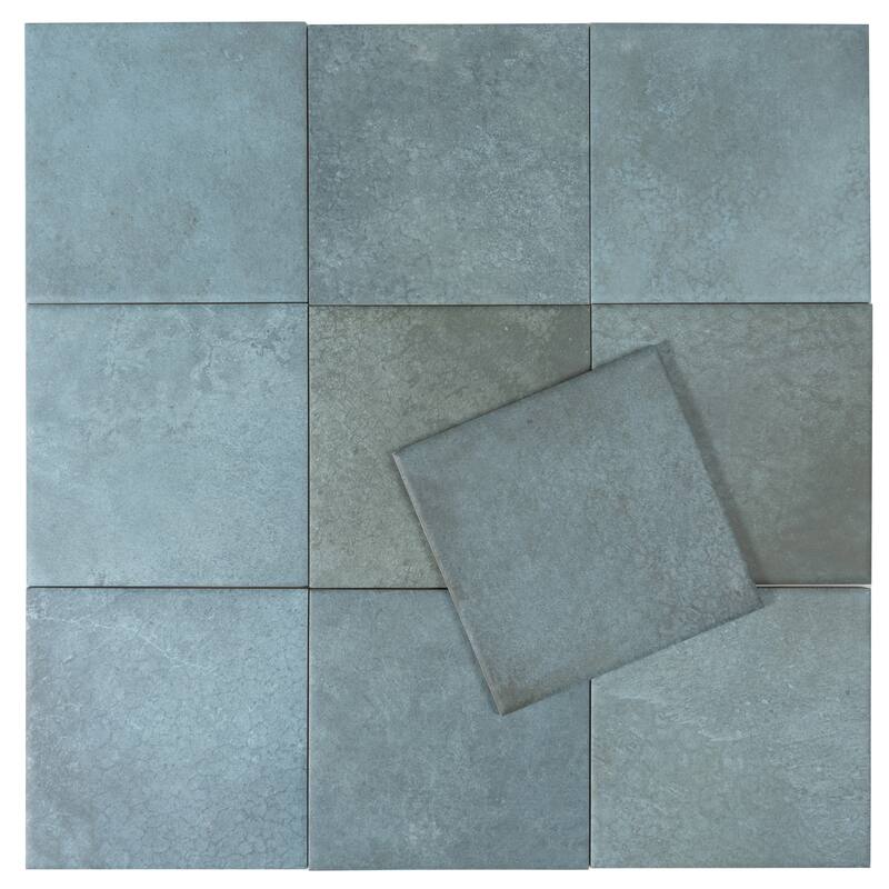 Zahara 6x6 Dusty Blue Porcelain Zellige Square Wall and Floor Tile (5.38 sq ft/case) - 22 Pack