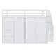 preview thumbnail 6 of 12, Full Wood Loft Bed Frame wBuilt-in Wardrobes,Cabinets,Drawers,White