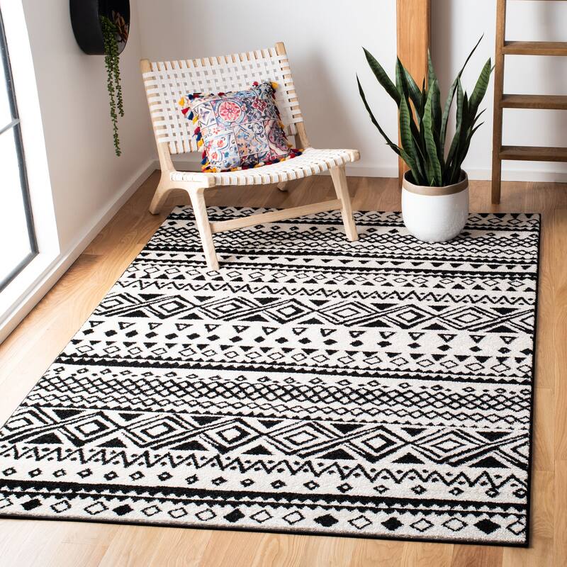 SAFAVIEH Mercer Josselyne Moroccan Rug - 4' x 6' - Ivory/Charcoal