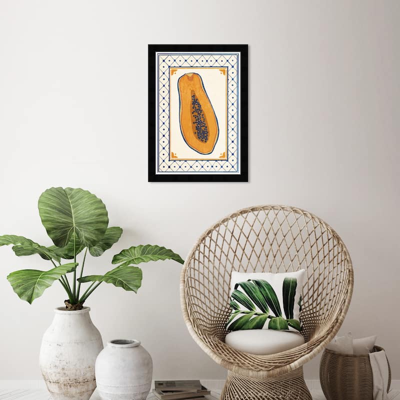 Wynwood Studio Tropical Papaya Framed Tropical Chinoiserie Art Prints