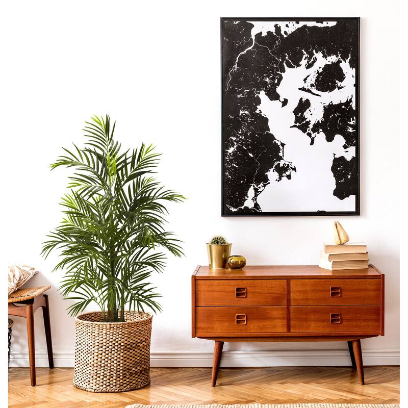 Southwestern Palm Tree - Indoor Outdoor Decor, 42" Decorative Tree, UV Resistant, Multiple Trunks, Living Room, Patio - 3.5ft.