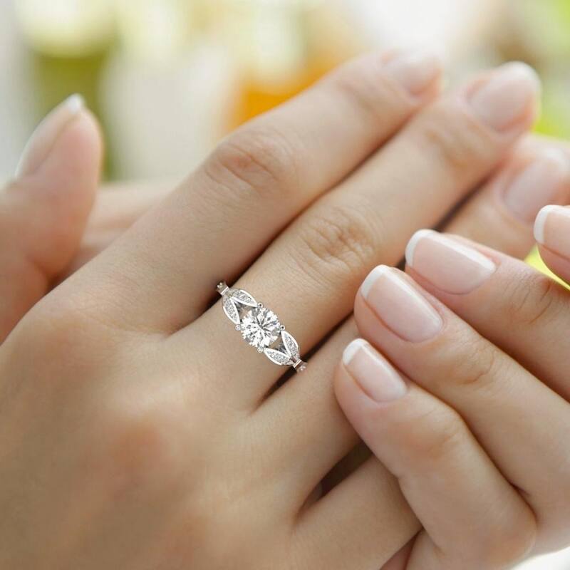 VS 2 1/5Ct Diamond Willow Lab Grown Engagement Ring White, Yellow or Rose Gold