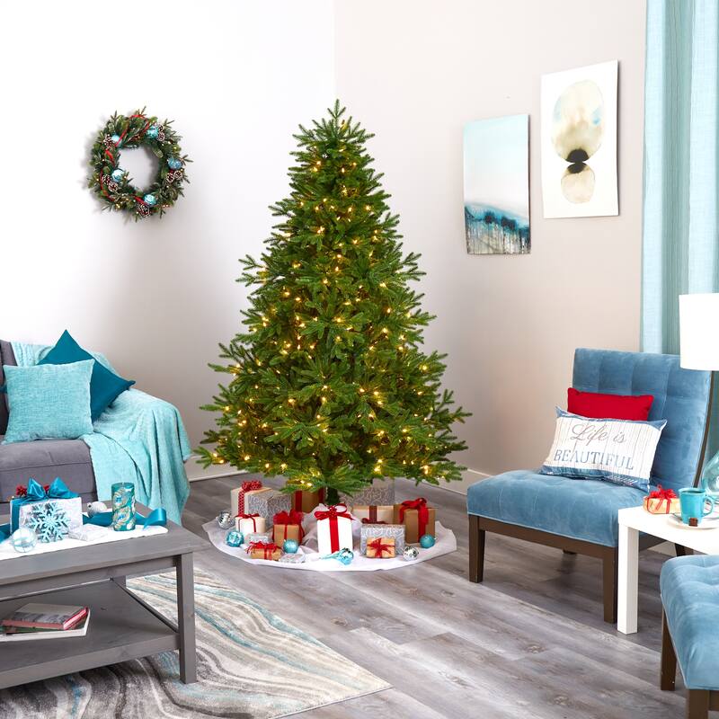7ft. Fir Real Touch Artificial Christmas Tree with 400 Warm White Multifunction LED Lights - Realistic Holiday X-Mas Tree