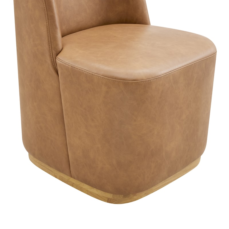 Brian Modern Dining Chairs with Casters&Wood Base Set of 2