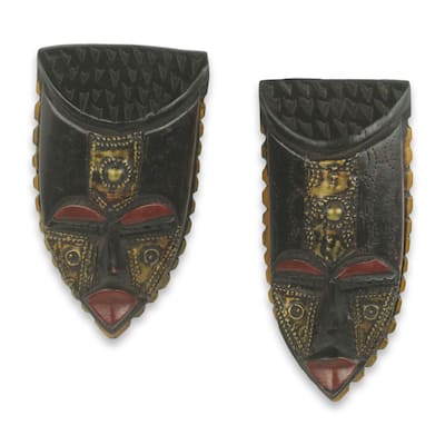 Handmade Pair of Passport African Wood Mini Masks (West Africa)