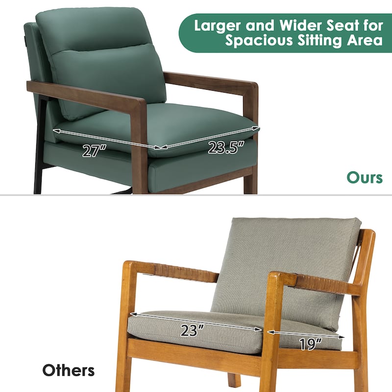 Costway Set of 2 Modern Accent Armchair Lounge Chair w/ Wood Legs & - 34.5'' x 26.5'' x 36''