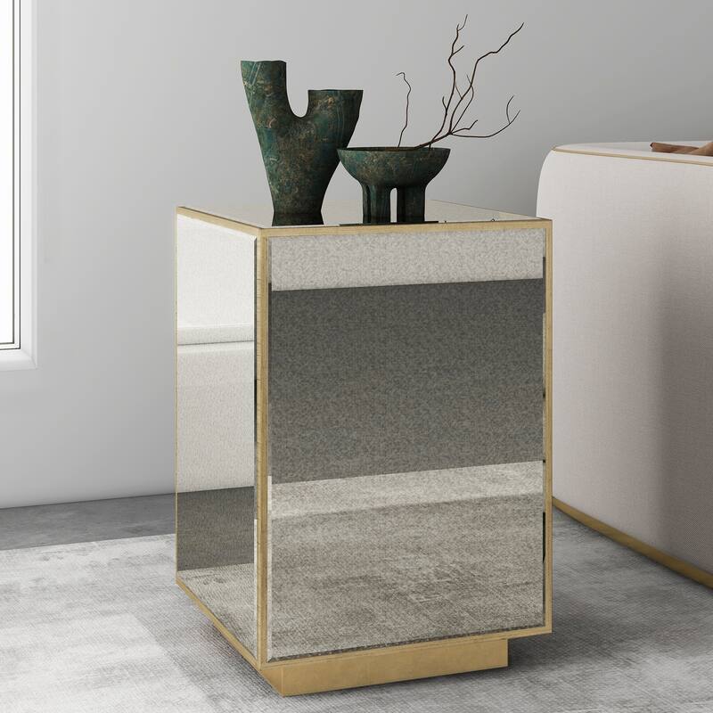 Vintage Mirrored End Table Side Table