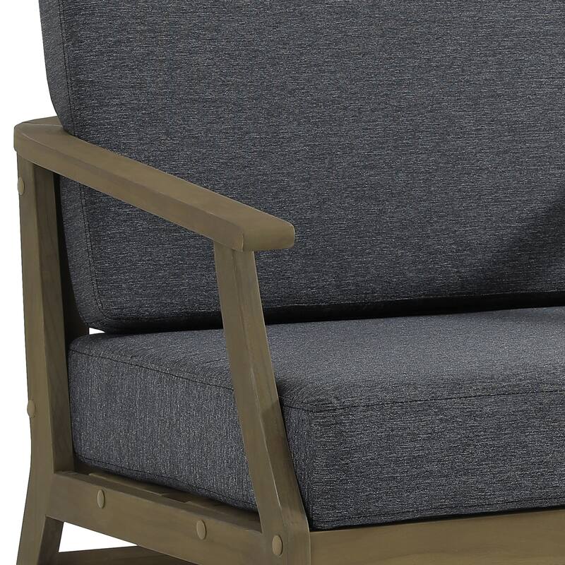 Teak Outdoor Patio Club Chairs Loveseat with Cushions