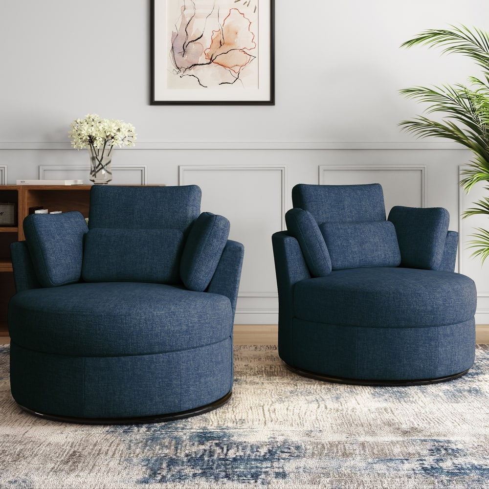 Upholstered Barrel Swivel Accent Chairs