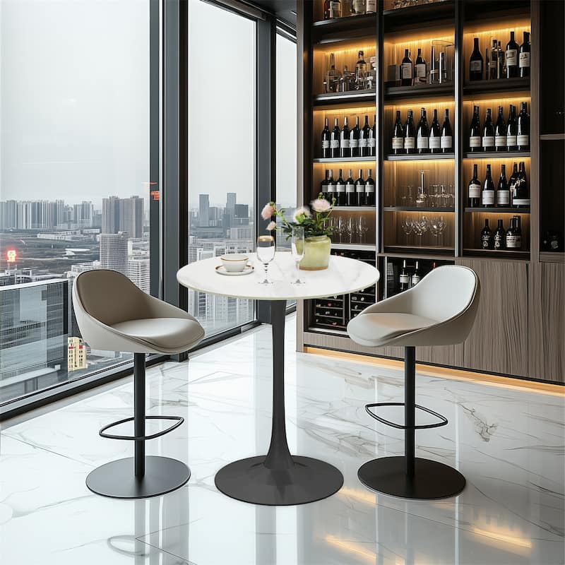 39.37" High Bar Table Round Cafe Bistro Pub Cocktail Kitchen Table Sintered Stone-top
