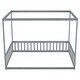 preview thumbnail 32 of 32, Full Size Pine Wood Canopy Frame Floor Bed with Guardrails
