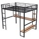 preview thumbnail 6 of 10, Black Full Metal Loft Bed with Long Desk & Shelves