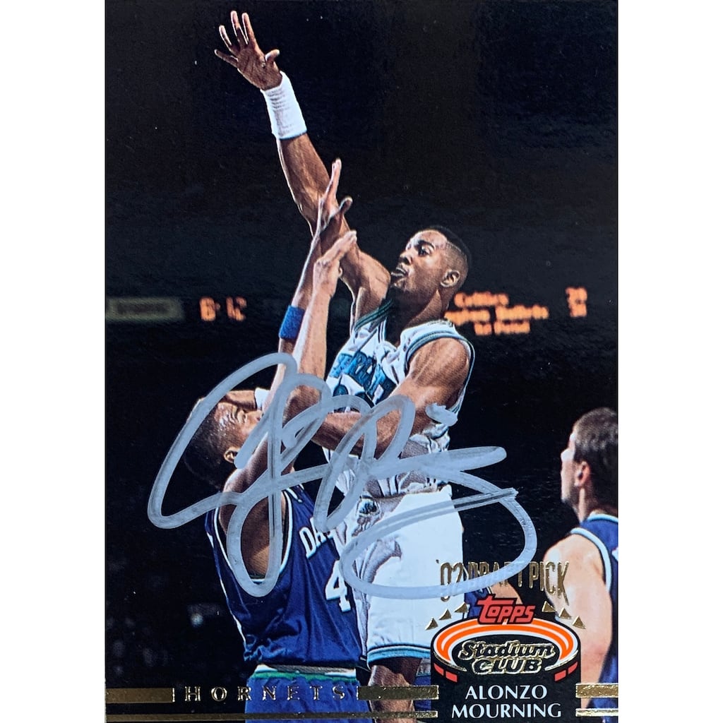 Alonzo Mourning Autographed 1992 Topps Stadium Club Signed Basketball Rookie Card #297 Auto JSA COA - 8'6" x 11'6"