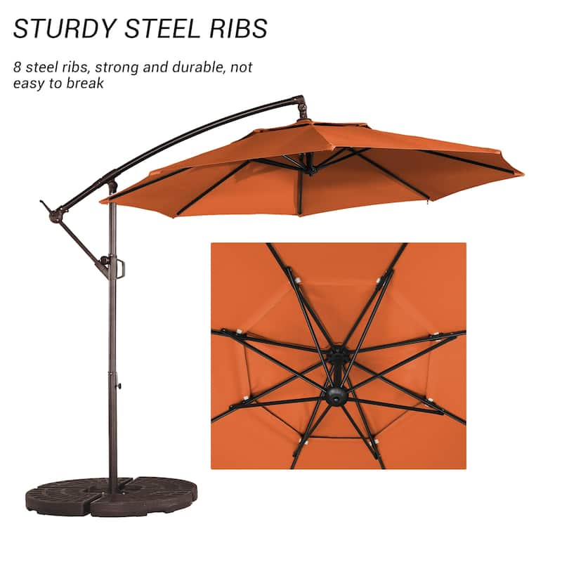 Clihome 10Ft Outdoor Crank Offset Cantilever Patio Umbrella, Without Base