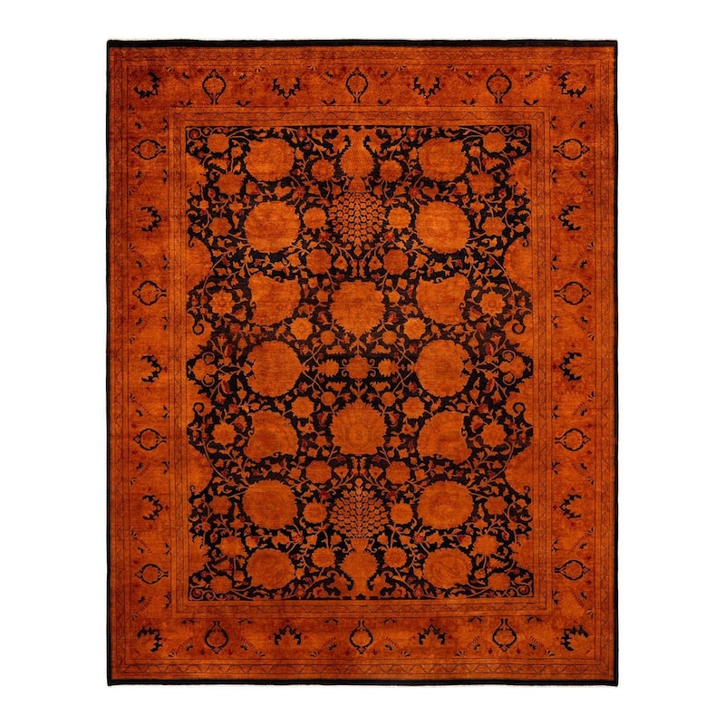 Overdyed, One-of-a-Kind Hand-Knotted Area Rug - Orange - 9' 2" x 11' 6"